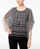 Alfred Dunner Petite Medallion-print Top With Necklace