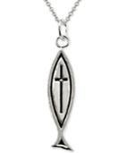 Ichthys Cross Pendant Necklace In Sterling Silver