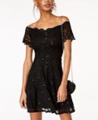 Jump Juniors' Lace Off-the-shoulder Fit & Flare Dress