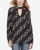 Jessica Simpson Juniors' Printed Tie-back Choker Blouse