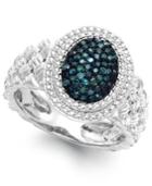 Blue Diamond Ring In Sterling Silver (1/4 Ct. T.w.)