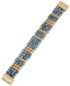 Kenneth Cole New York Gold-tone Beaded Woven Magnetic Clasp Bracelet