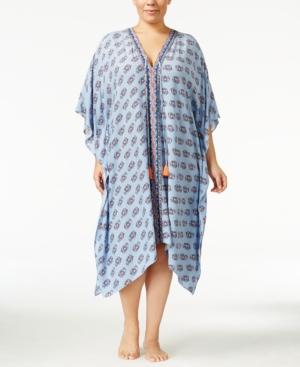 Lucky Brand Plus Size Printed Asymmetrical-hem Caftan
