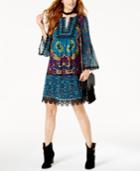 Anna Sui X Inc International Concepts Silk Printed Peasant Dress, Created For Macy's