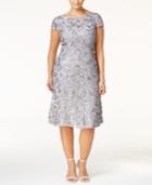Alex Evenings Plus Size Tea-length Rosette Dress