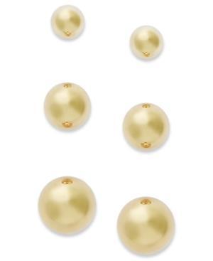 14k Gold Earring Set, Set Of 3 Ball Stud Earrings