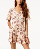 One Hart Juniors' Floral-print Romper, Created For Macy's