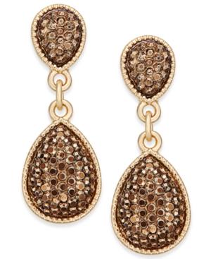 Inc International Concepts Gold-tone Metallic Pave Teardrop Drop Earrings, Only At Macy's