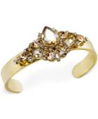 Abs By Allen Schwartz Gold-tone Crystal Cluster Cuff Bracelet