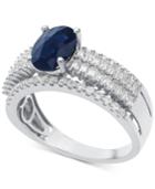 Sapphire (1-1/3 Ct. T.w.) & Diamond (5/8 Ct. T.w.) Ring In 14k White Gold