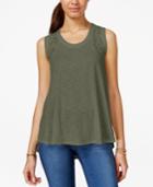 Hippie Rose Juniors' Lace-trim Rib-knit Swing Tank Top