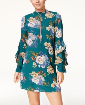 Be Bop Juniors' Printed Ruffle-sleeve Shift Dress