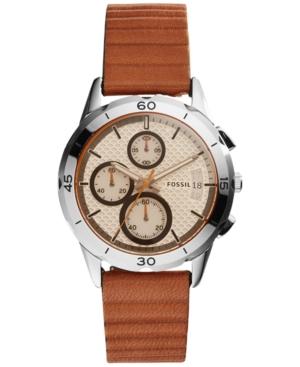 Fossil Women's Chronograph Modern Pursuit Dark Brown Leather Strap Watch 39mm Es4043