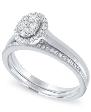 Diamond Oval Halo Cluster Bridal Set (1/3 Ct. T.w.) In 14k White Gold