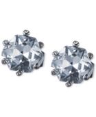 Carolee Silver-tone Large Crystal Clip-on Stud Earrings