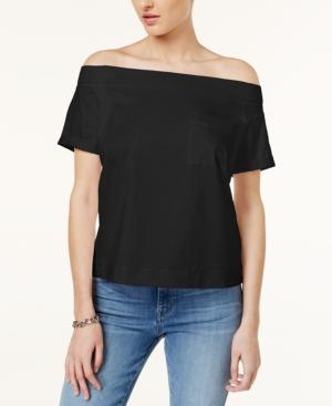Guess Cotton Pocketed Off-the-shoulder T-shirt