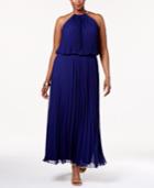 Msk Plus Size Pleated Halter Gown