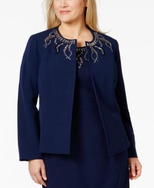 Kasper Plus Size Beaded Open-front Jacket