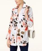Inc International Concepts Ruched Floral-print Shirt, Created For Macy's