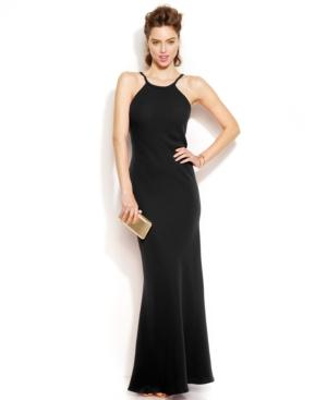 Calvin Klein Sleeveless Scoop-back Halter Gown