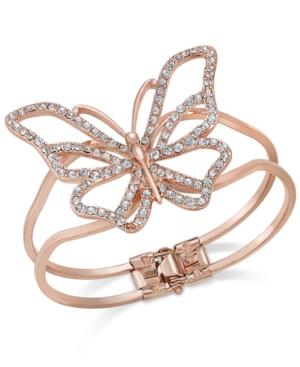 Thalia Sodi Rose Gold-tone Pave Butterfly Hinged Bracelet, Created For Macy's