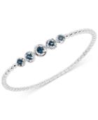 Blue Topaz (1 Ct. T.w.) And Diamond Accent Beaded Stretch Bracelet In Sterling Silver