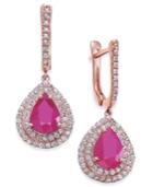 Certified Ruby (5 Ct. T.w.) & White Sapphire (1 Ct. T.w.) Drop Earrings In 14k Rose Gold