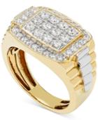 Men's Diamond Cluster Two-tone Ring (1 Ct. T.w.) In 10k Gold & White Gold