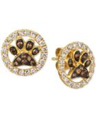 Le Vian Nude & Chocolate Diamond Paw Prints Stud Earrings (3/4 Ct. T.w.) In 14k Gold