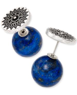 Silver-tone Stone Front And Back Earrings