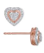 Diamond Heart Cluster Stud Earrings (1/5 Ct. T.w.) In 10k Gold, Rose Gold Or White Gold