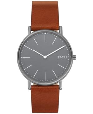 Skagen Men's Signature Cognac Leather Strap Watch 40mm