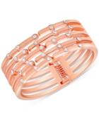 Guess Rose Gold-tone Crystal Hinged Cuff Bracelet