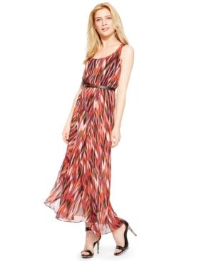 Calvin Klein Printed Belted Maxi Dress