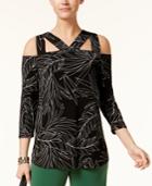 Alfani Printed Geo-cutout Top, Created For Macy's