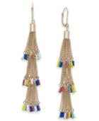 I.n.c. Gold-tone Multicolor Seed Bead Chain Tassel Drop Earrings, Created For Macy's
