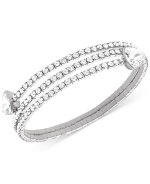 Swarovski Twisty Silver-tone Crystal Triangle Bangle Bracelet