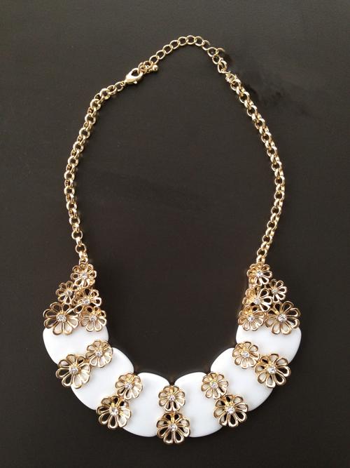 Gold And White Floral Necklace