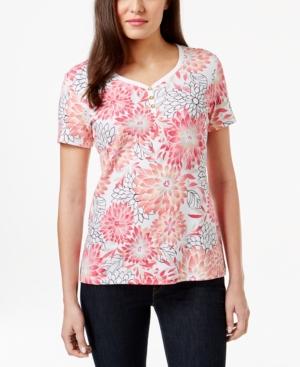 Karen Scott Short-sleeve Printed Top, Only At Macy's
