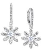 Eliot Danori Silver-tone Pave Flower Drop Earrings