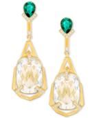 Swarovski Gold-tone Clear & Green Crystal Linear Drop Earrings