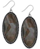 Lucky Brand Large Oval Stone And Pave Drop Earrings