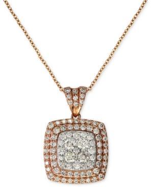 Pave Rose By Effy Diamond Pave Square Pendant (7/8 Ct. T.w.) In 14k Rose Gold