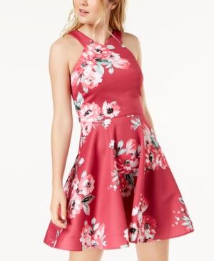 My Michelle Juniors' Floral-print Fit & Flare Dress