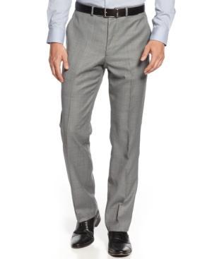 Kenneth Cole New York Grey Sharkskin Trim-fit Pants