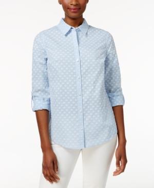 Charter Club Dobby-dot Roll-tab Shirt, Only At Macy's