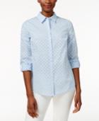 Charter Club Dobby-dot Roll-tab Shirt, Only At Macy's