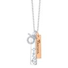 Unwritten Cz Constellation Taurus Zodiac Pendant Necklace With Two-tone Silver Plated Charms On Sterling Silver Chain, 18