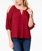 Bcx Juniors' Cold-shoulder Pucker Chiffon Top