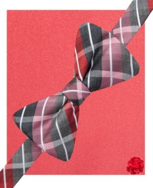 Alfani Spectrum Cooper Plaid Bow Tie, Pocket Square And Daisy Lapel Pin Set
